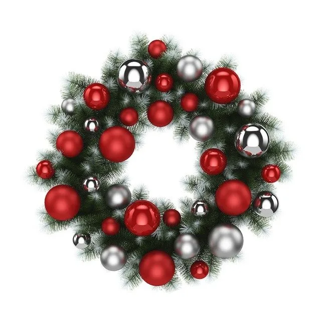 decoration – Christmas Wreath with Red and Silver Balls 3ds Max