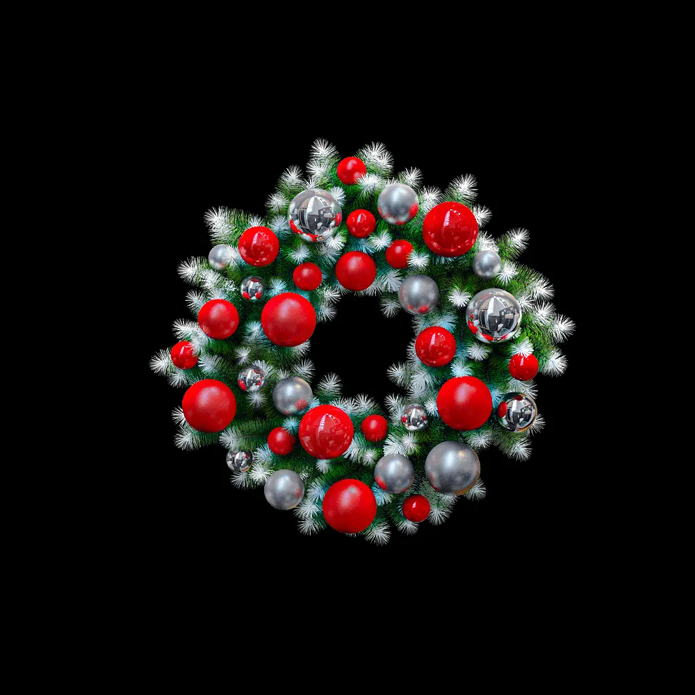 decoration – Christmas wreath with red and silver balls 3ds Max