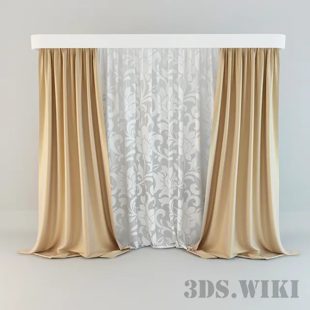 decoration – Classic curtains on top beautiful tulle 3ds Max