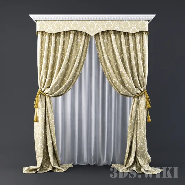 decoration – Classic gathered curtains with tulles 3ds Max