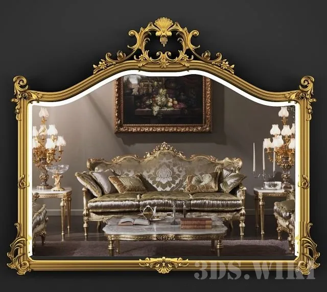 decoration – Classic mirror Ornate Giltwood 3ds Max