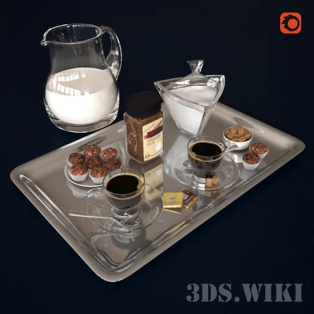 decoration – Coffee set on a tray 3ds Max