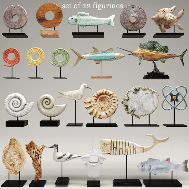 decoration – Collection of 22 figurines 3ds Max