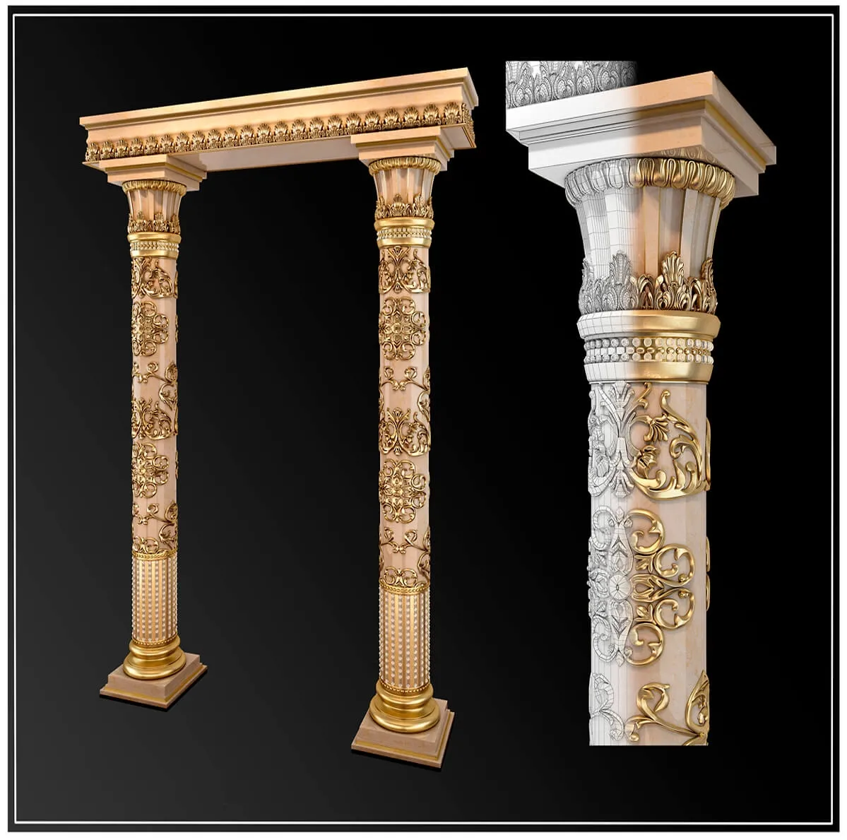decoration – Column cornice 3ds Max