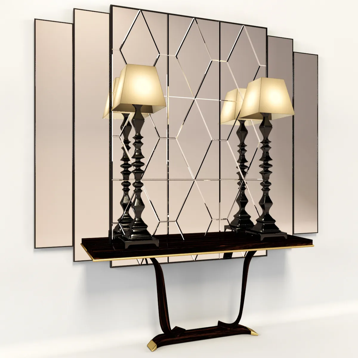 decoration – Console with mirror and lamps by Casali 3ds Max