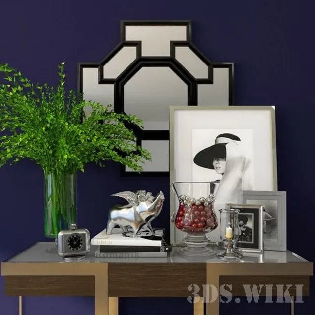 decoration – Console with photo and branches 3ds Max