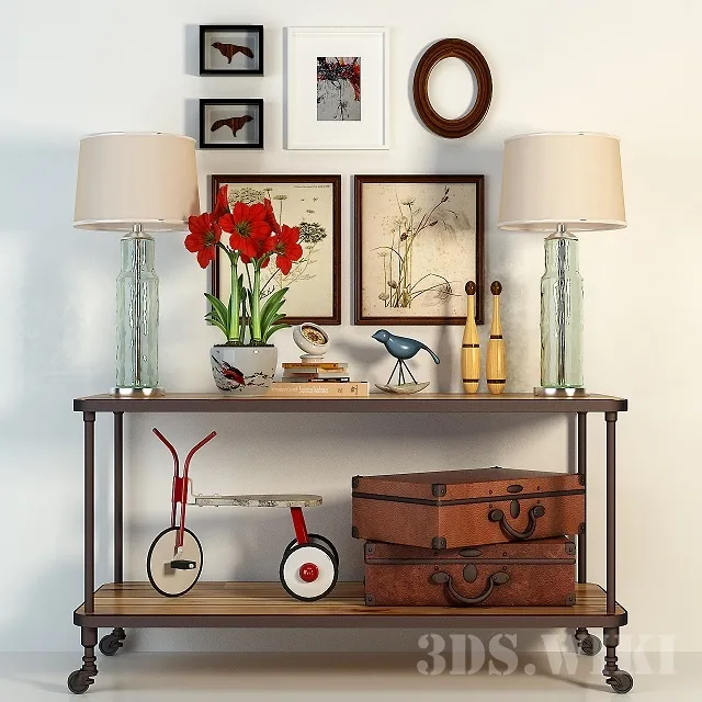 decoration – Console with suitcases and decor 3ds Max