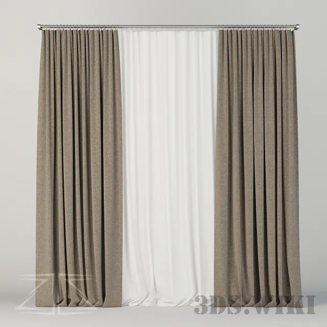decoration – Curtain with tulle on the cornice 3ds Max