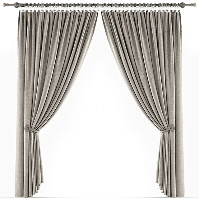 decoration – Curtains beige 2 3ds Max