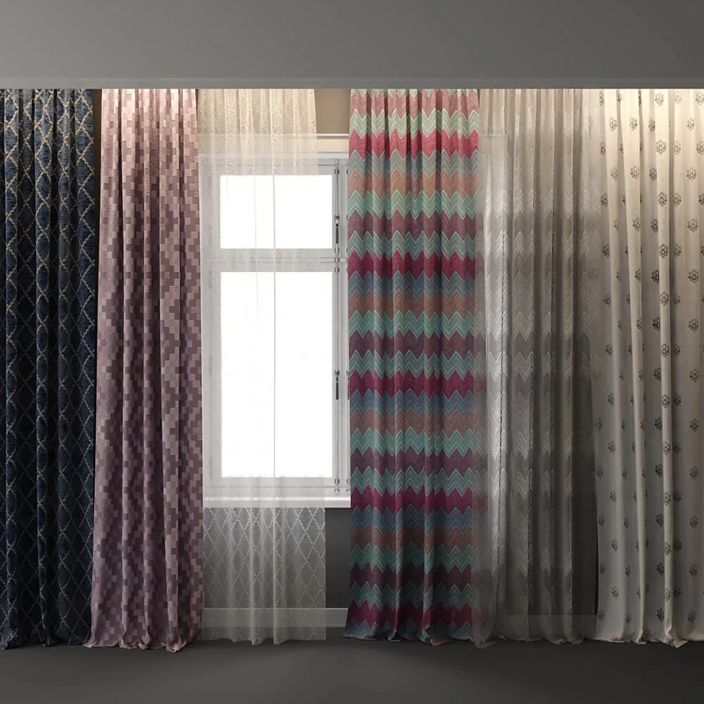 decoration – Curtains For interiors with a window  2 3ds Max