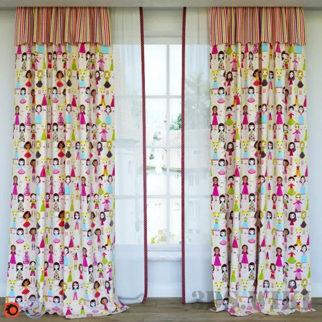 decoration – Curtains for the nursery 3ds Max