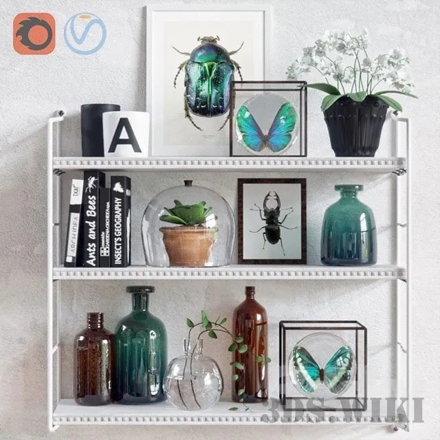 decoration – Decor set with butterfly 3ds Max