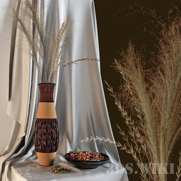 decoration – Decor with nuts and bamboo vase 3ds Max