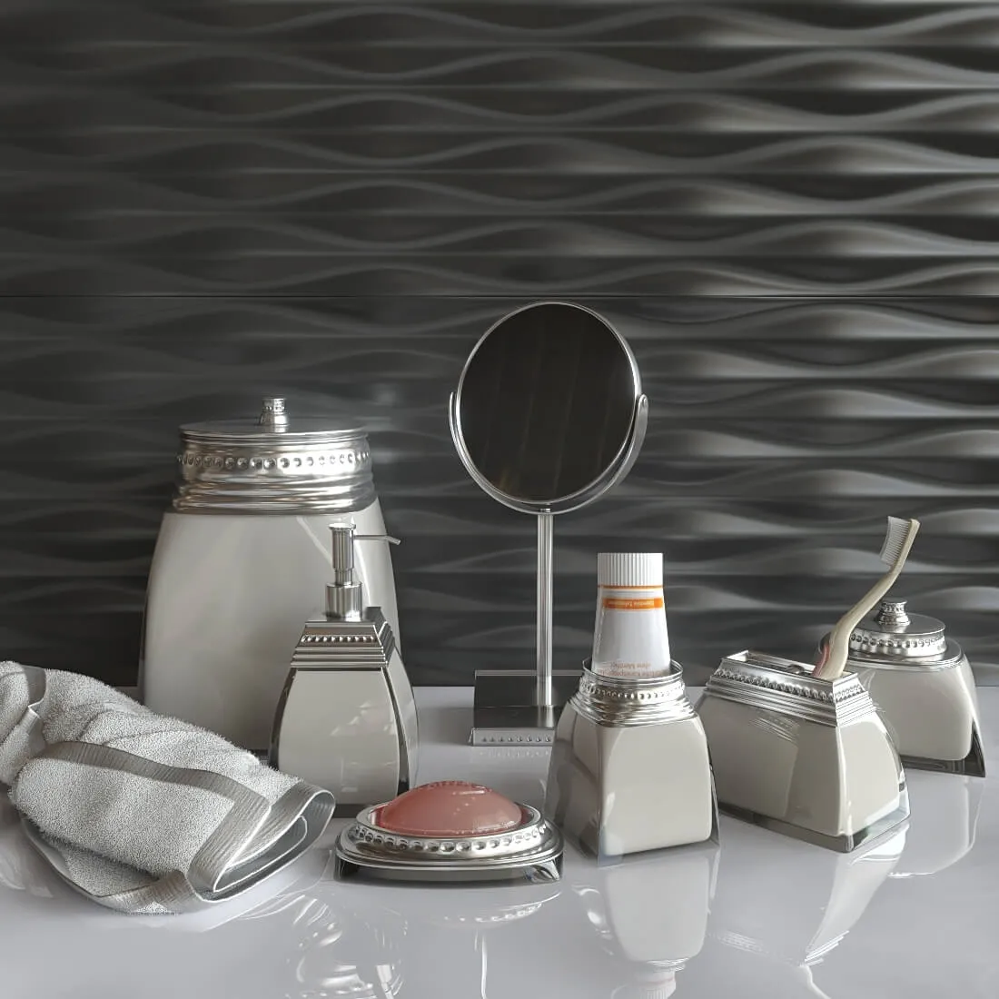 decoration – Decorative bathroom set Prima Nova Jasmine 7 3ds Max