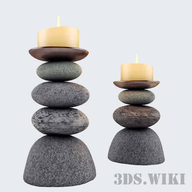 decoration – Decorative candlesticks made of stones with candles 3ds Max