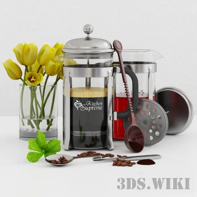 decoration – Decorative set French Press 3ds Max