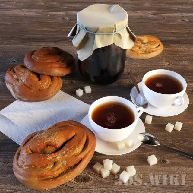 decoration – Decorative set of tea cakes and jams 3ds Max
