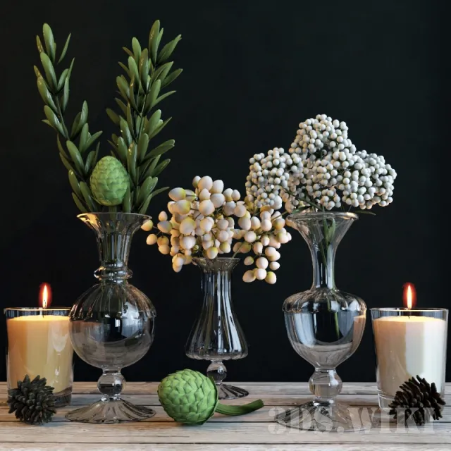 decoration – Decorative set with branches of greenery 3ds Max