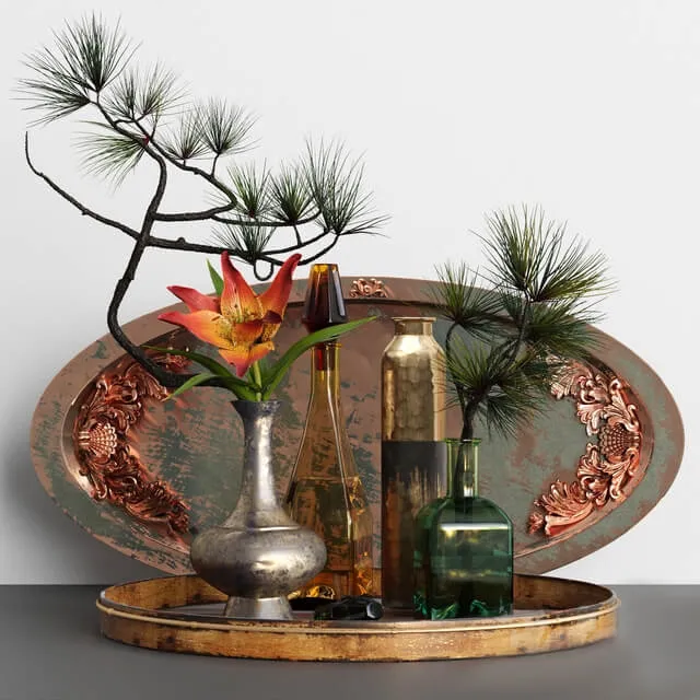 decoration – Decorative set with pine branch 3ds Max