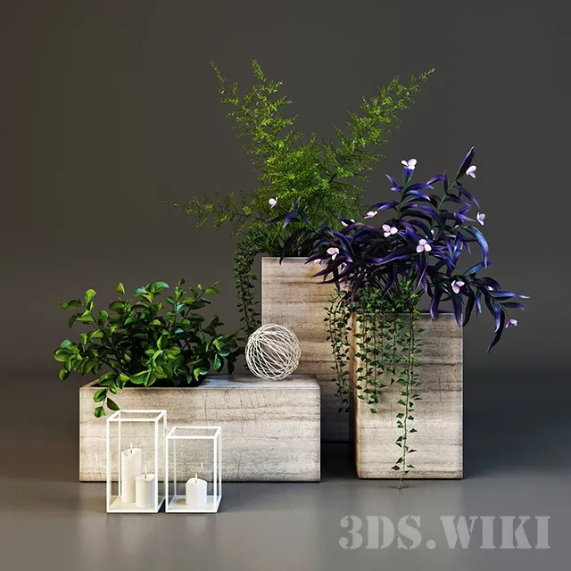 decoration – Decorative set with plants 3ds Max