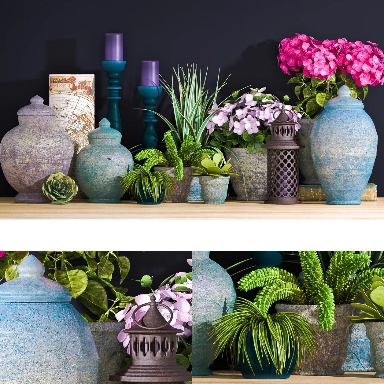 decoration – Decorative set with vase of flower 06 3ds Max