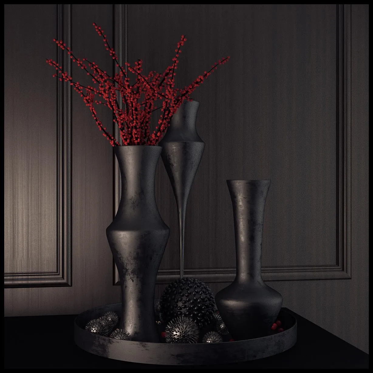 decoration – Decorative set with vase of flower 07 3ds Max