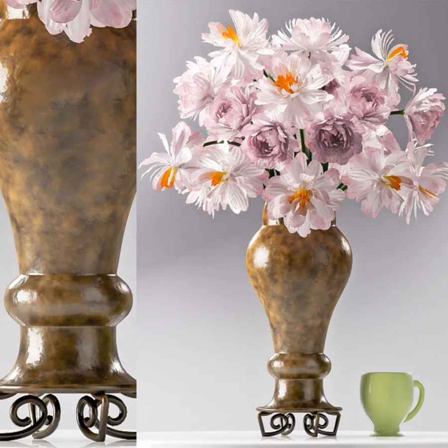 decoration – Decorative set with vase of flower 09 3ds Max