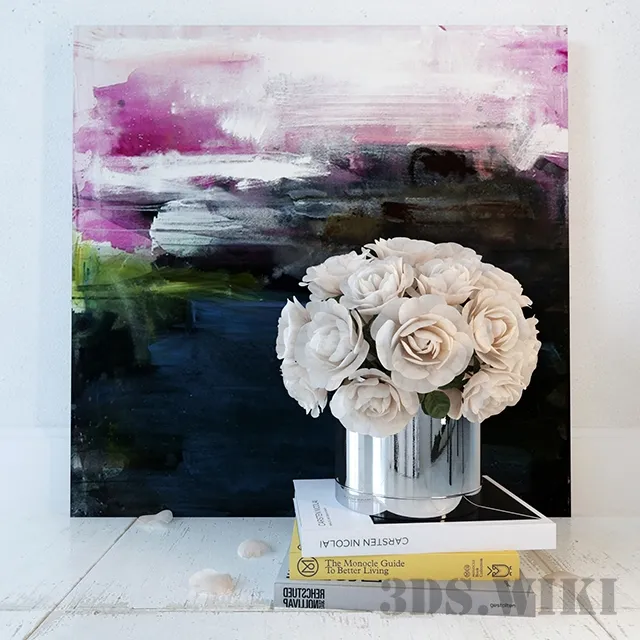 decoration – Decorative set with white roses 3ds Max