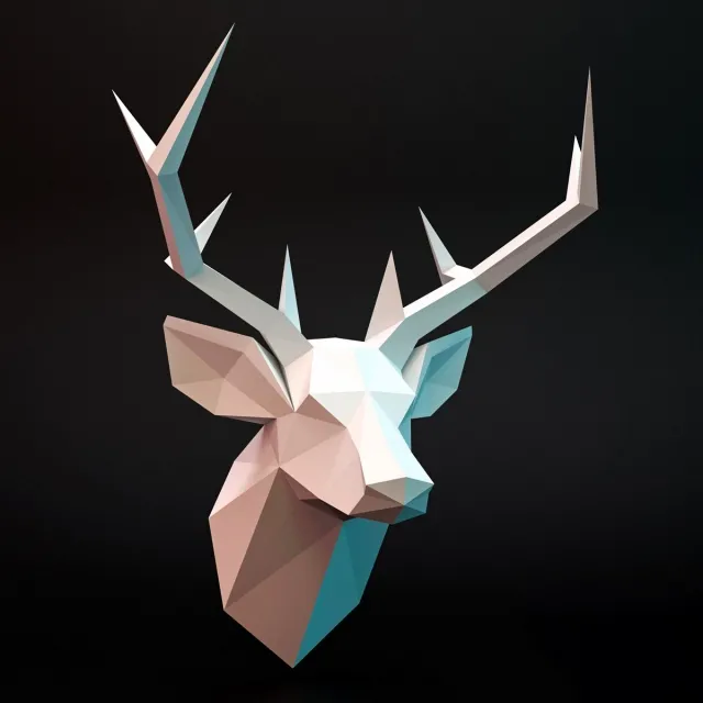 decoration – deer head lowpoly 3ds Max