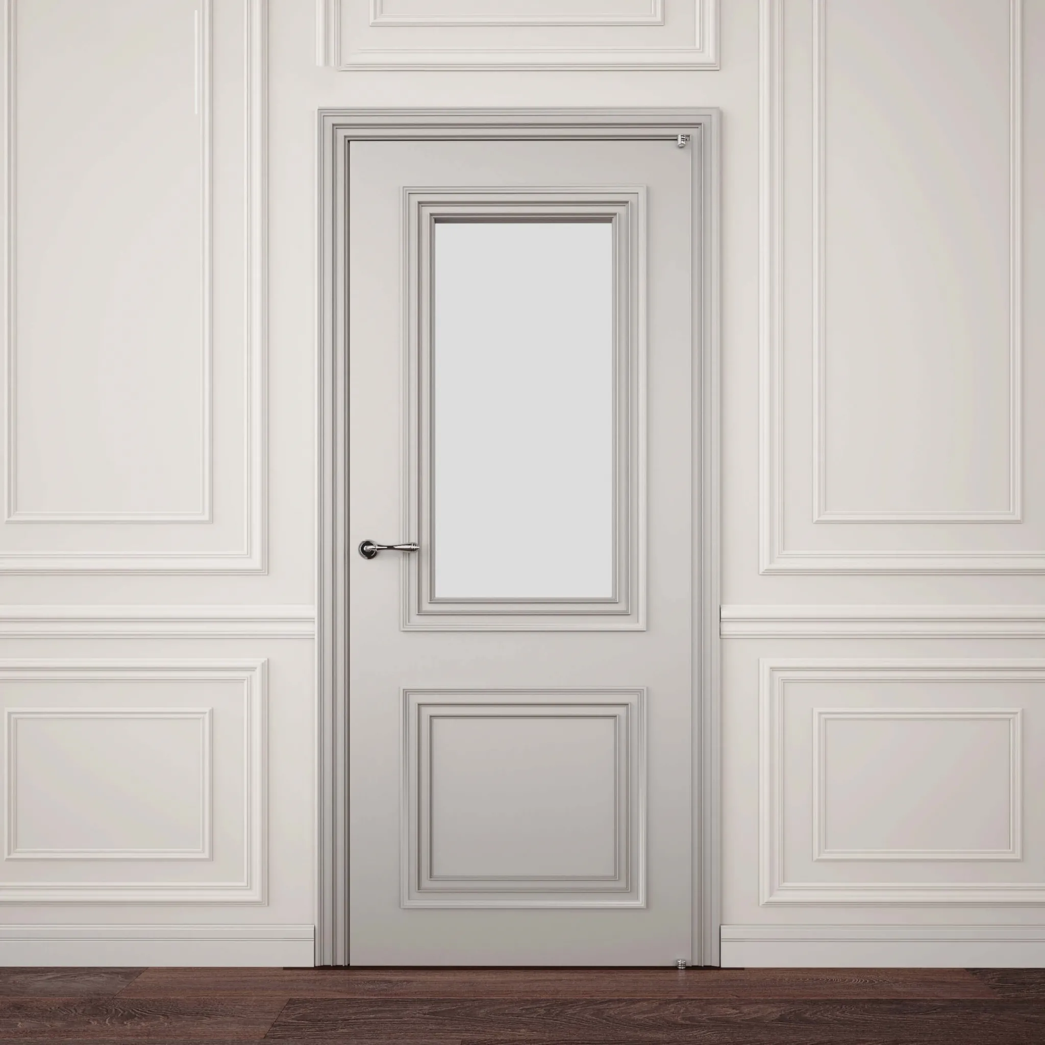 decoration – Finnish doors (with glass) with wall decor 3ds Max