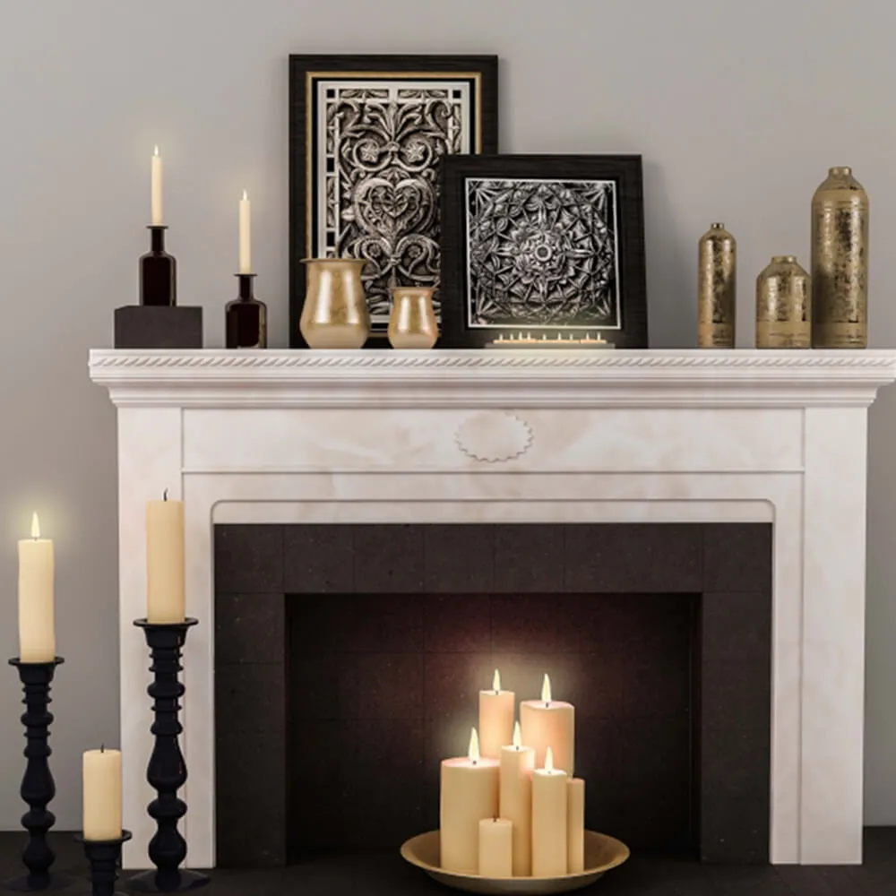 decoration – Fireplace decorative set 3ds Max