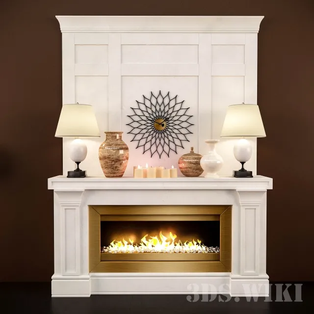 decoration – Fireplace vases lamps and other interior elements 3ds Max