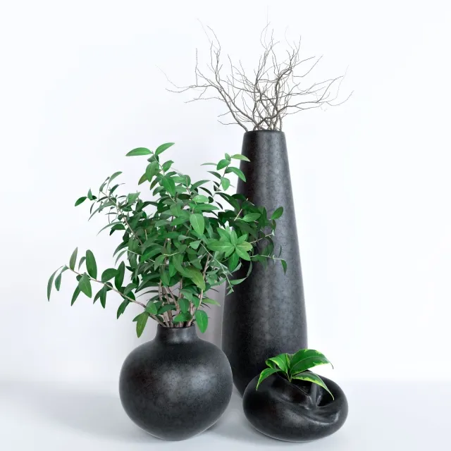 decoration – Flowerpots set 3ds Max