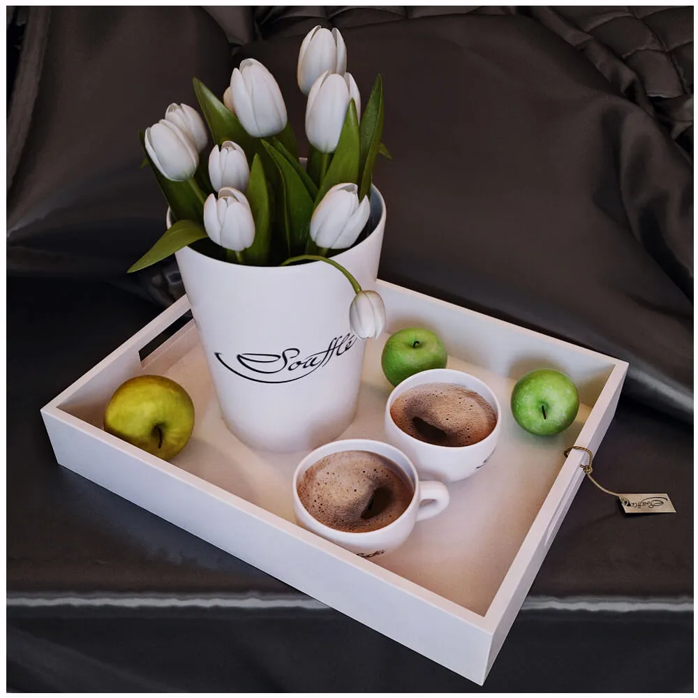 decoration – Flowers coffee and apple 3ds Max