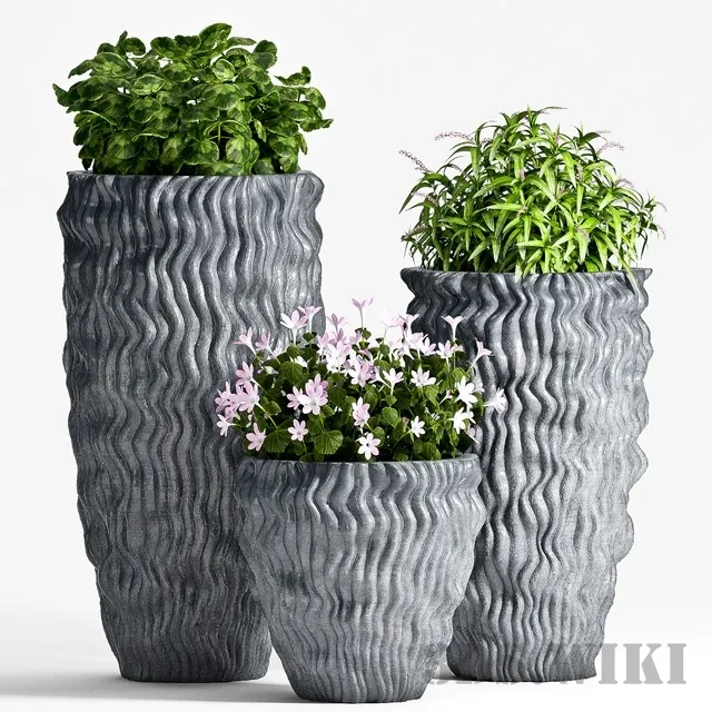 decoration – Flowers in extraordinary pots 3ds Max