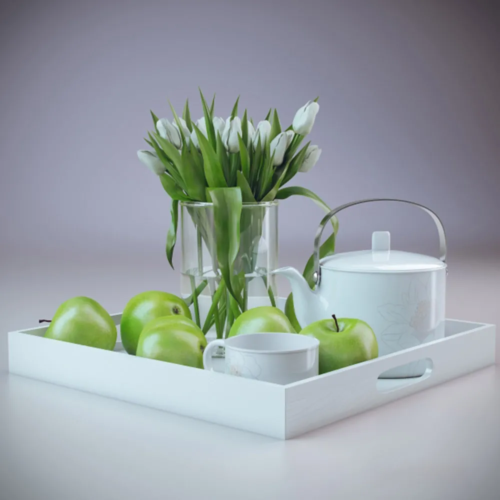 decoration – Flowers on a tray 3ds Max