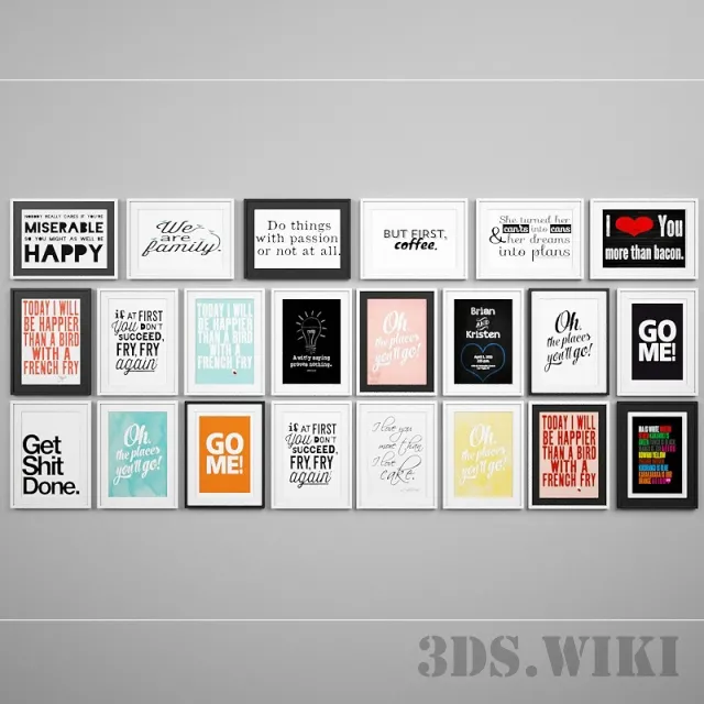 decoration – Framed posters on the wall in the room 3ds Max