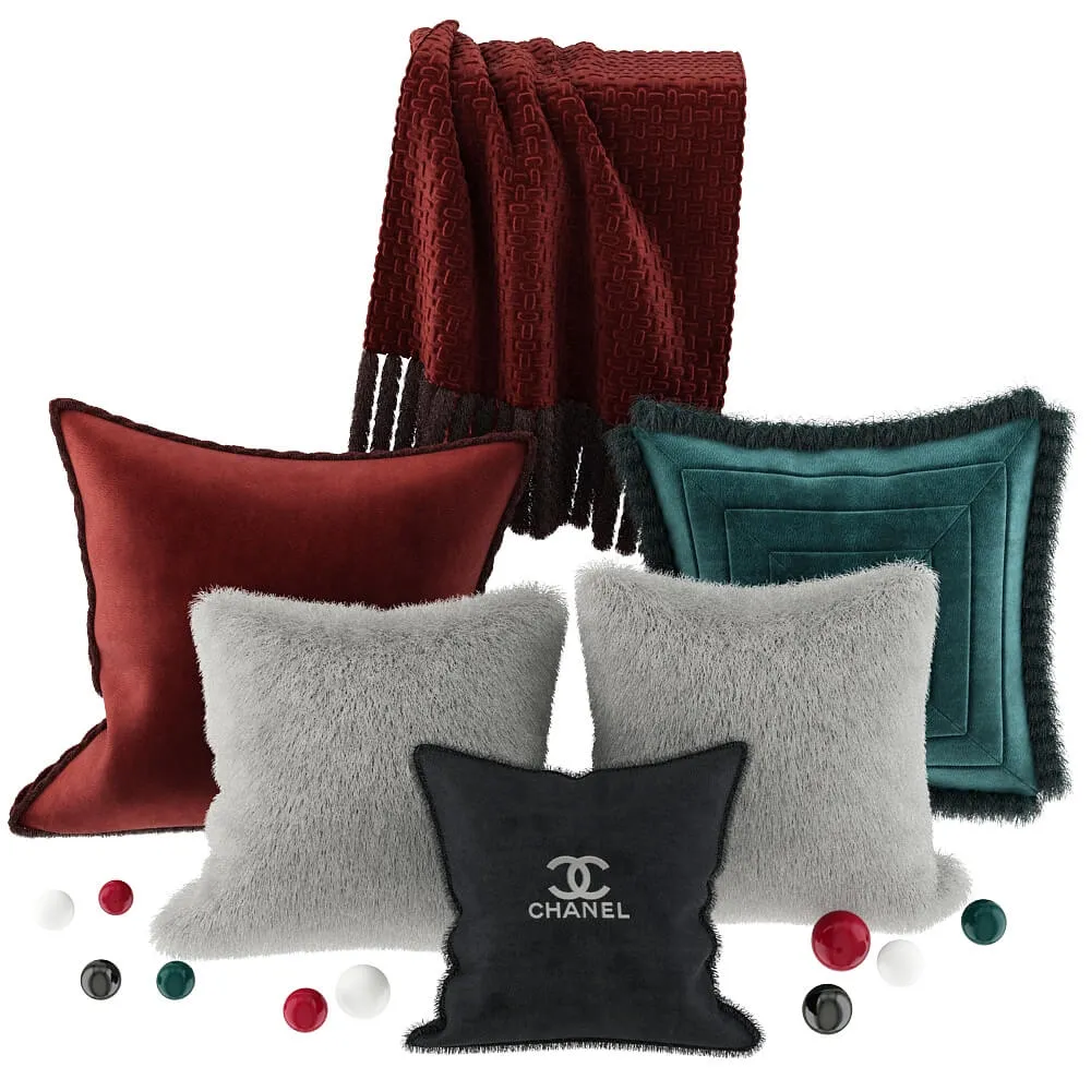 decoration – Fur Pillows Chanel 3ds Max