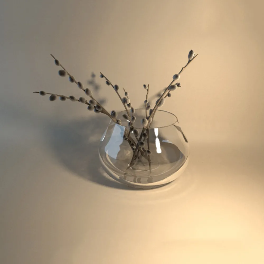 decoration – Glass vase with plant 3ds Max
