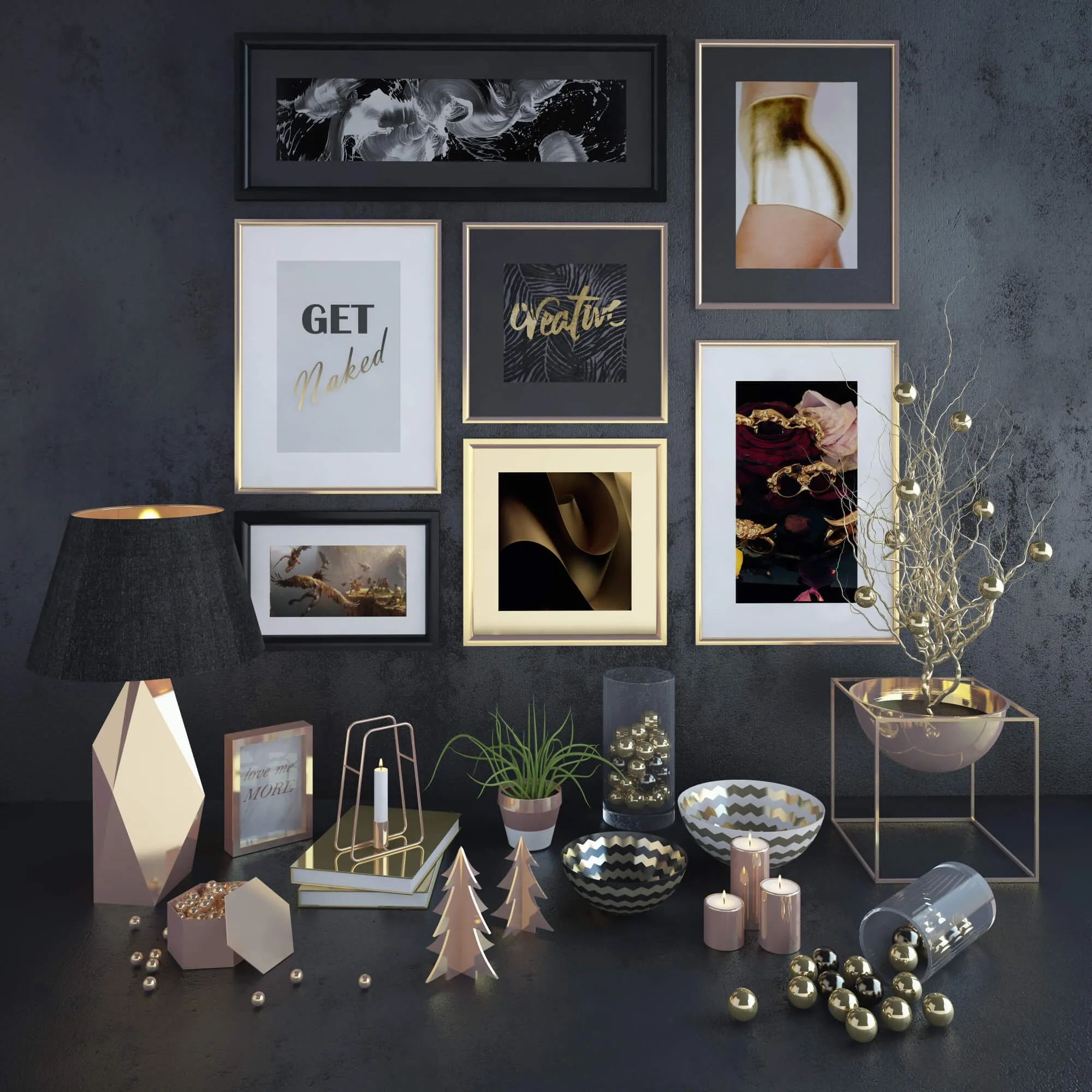 decoration – Gold Decorative Set 2 3ds Max