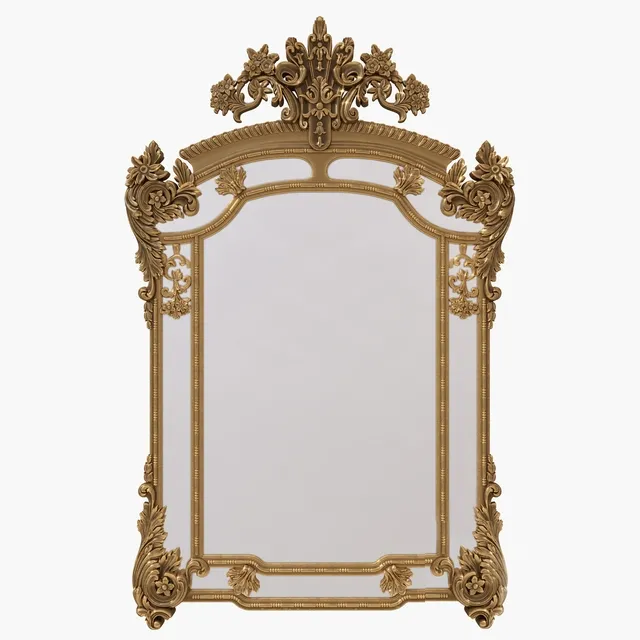 decoration – Gold rococo mirror 3ds Max