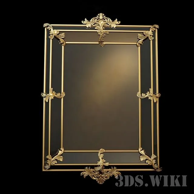 decoration – Golden mirror Camelia 3ds Max