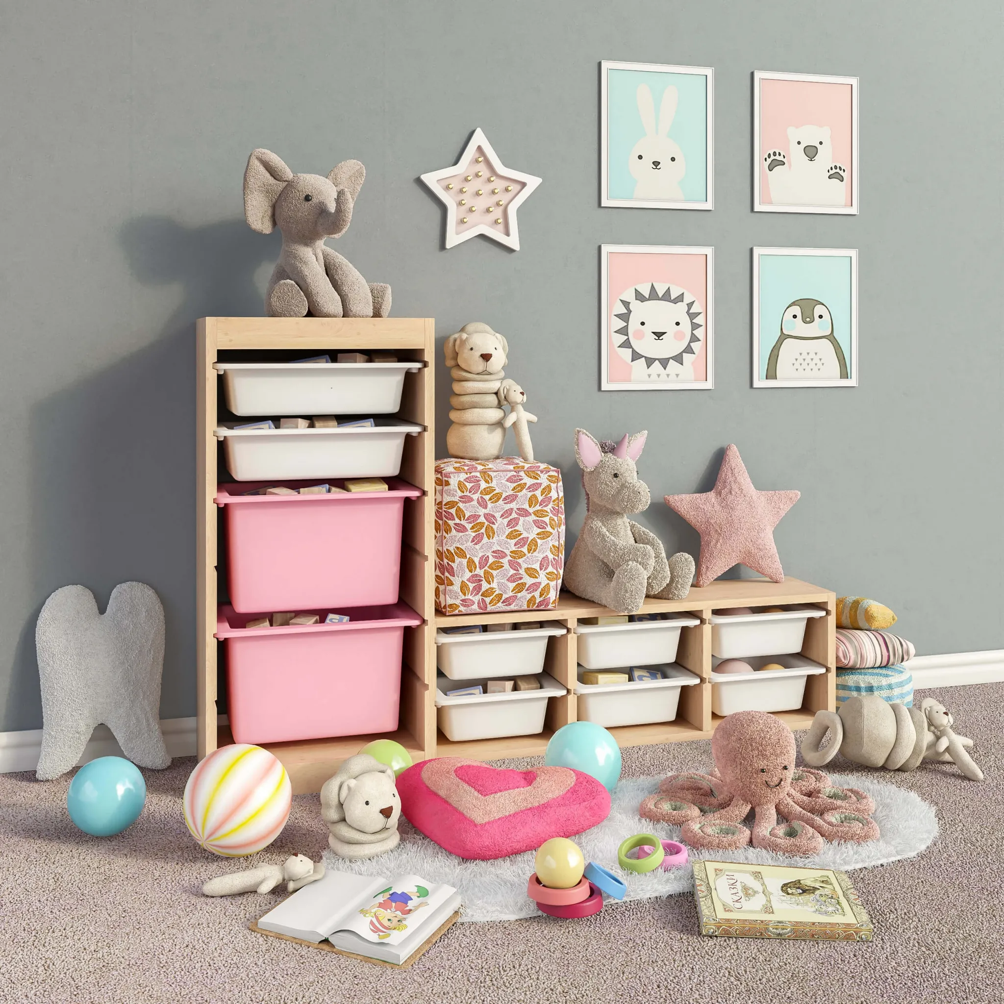decoration – IKEA storage furniture toys and decor for a children 3ds Max