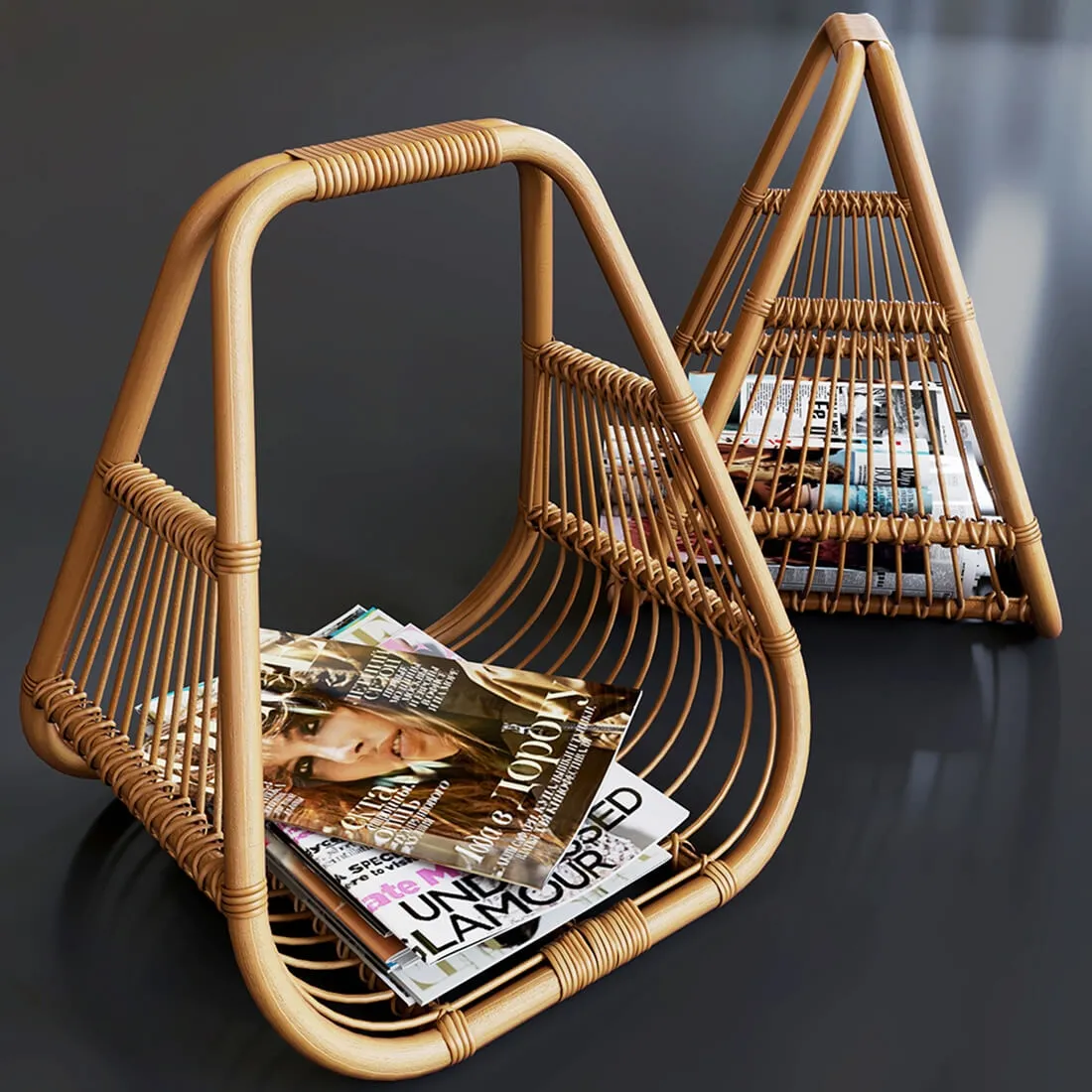 decoration – Journals set and wicker stand made of natural rattan 3ds Max