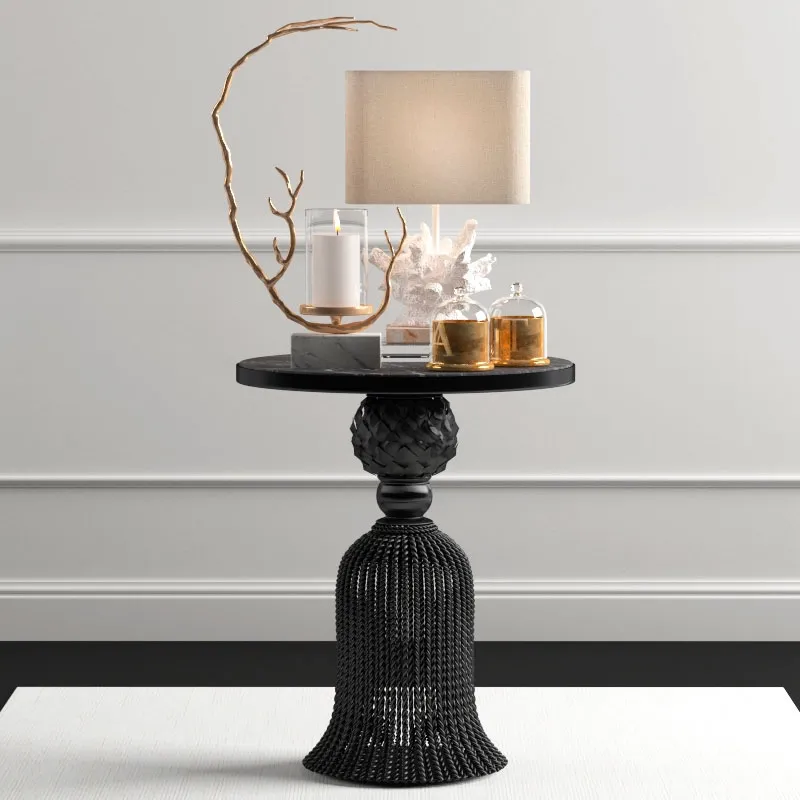 decoration – Kay Noir marble tassel table and decor set 3ds Max