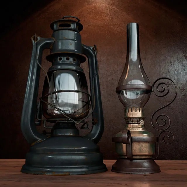 decoration – kerosene lamps 3ds Max