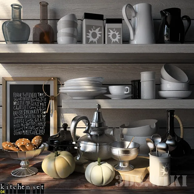 decoration – Kitchen set – food dishes and more 3ds Max