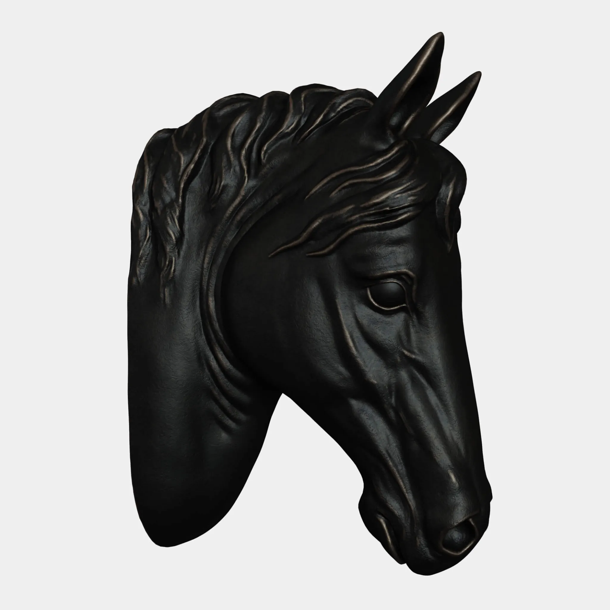 decoration – Large Black Horse Head wall sculpture 3ds Max