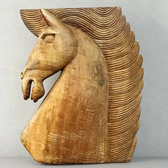 decoration – Large wood carved horse head 3ds Max