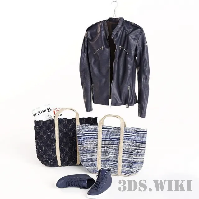 decoration – Leather Jacket Bags and Sneakers 3ds Max